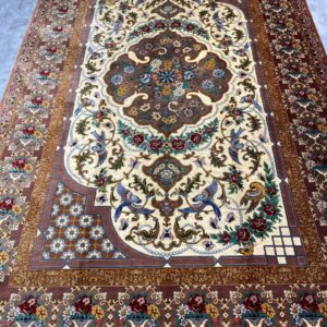 خرید قالیچه ابریشم قم دست بافت ، نقشه دو طرفه