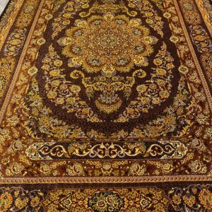 خرید قالیچه ابریشم قم دست بافت ، نقشه ترنج