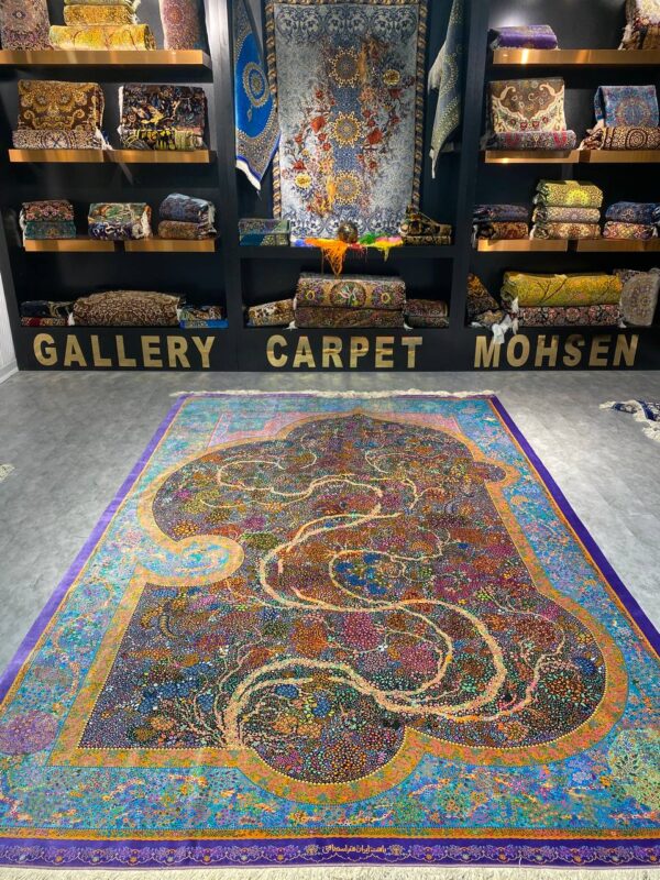 خرید فرش ابریشم قم دست بافت سایز ۶ متری، نقشه درخت زندگی