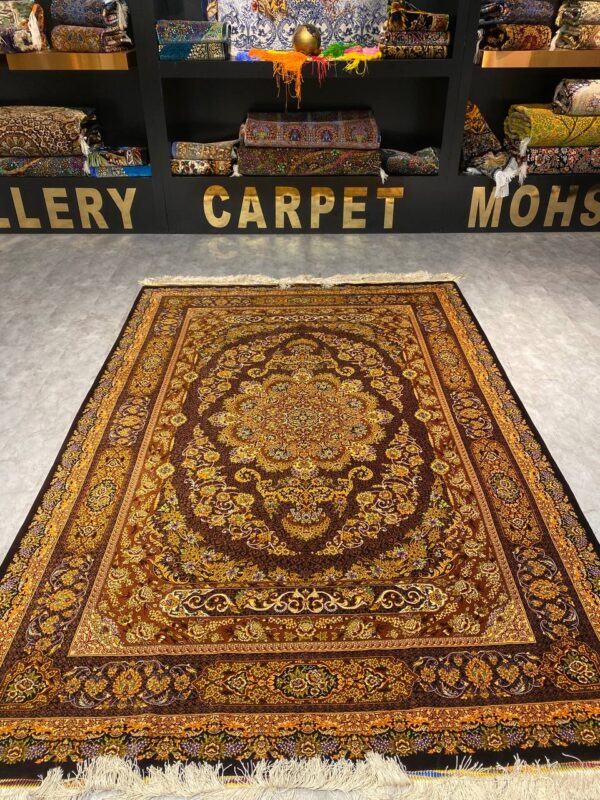 خرید قالیچه ابریشم قم دست بافت ، نقشه ترنج